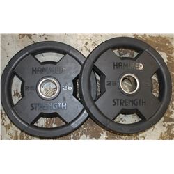 LOT OF 2 HAMMER STRENGTH 25LB FREE WEIGHTS