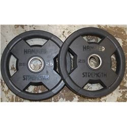 LOT OF 2 HAMMER STRENGTH 25LB FREE WEIGHTS