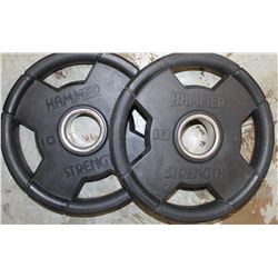 LOT OF 4 HAMMER STRENGTH 10LB FREE WEIGHTS