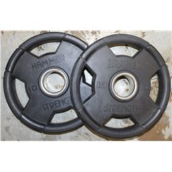 LOT OF 4 HAMMER STRENGTH 10LB FREE WEIGHTS