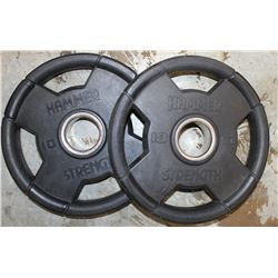 LOT OF 4 HAMMER STRENGTH 10LB FREE WEIGHTS