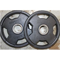 LOT OF 4 HAMMER STRENGTH 10LB FREE WEIGHTS