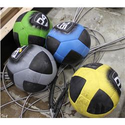 LOT OF 4 ESCAPE FITNESS MEDICINE BALLS, 8.8LB,