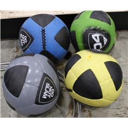LOT OF 4 ESCAPE FITNESS MEDICINE BALLS, 8.8LB,