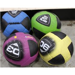 LOT OF 4 ESCAPE FITNESS MEDICINE BALLS, 8.8LB,