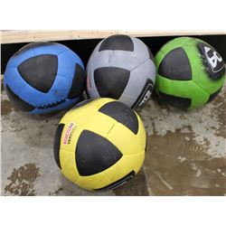 LOT OF 4 ESCAPE FITNESS MEDICINE BALLS, 8.8LB,
