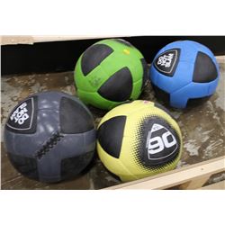 LOT OF 4 ESCAPE FITNESS MEDICINE BALLS, 8.8LB,