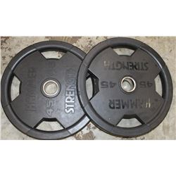 LOT OF 2 HAMMER STRENGTH 45LB FREE WEIGHTS