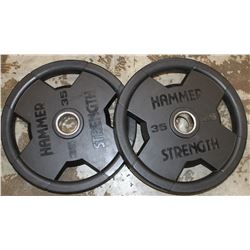 LOT OF 2 HAMMER STRENGTH 35LB FREE WEIGHTS