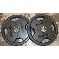 LOT OF 2 HAMMER STRENGTH 35LB FREE WEIGHTS