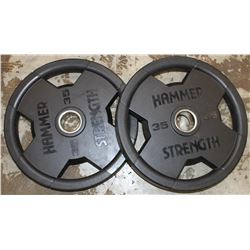 LOT OF 2 HAMMER STRENGTH 35LB FREE WEIGHTS