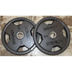 LOT OF 2 HAMMER STRENGTH 35LB FREE WEIGHTS