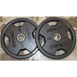 LOT OF 2 HAMMER STRENGTH 35LB FREE WEIGHTS