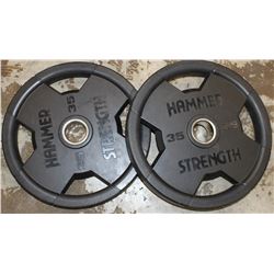 LOT OF 2 HAMMER STRENGTH 35LB FREE WEIGHTS