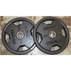 LOT OF 2 HAMMER STRENGTH 35LB FREE WEIGHTS