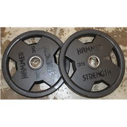 LOT OF 2 HAMMER STRENGTH 35LB FREE WEIGHTS