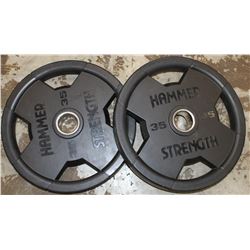 LOT OF 2 HAMMER STRENGTH 35LB FREE WEIGHTS