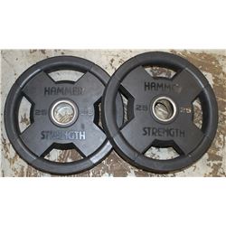 LOT OF 2 HAMMER STRENGTH 25LB FREE WEIGHTS