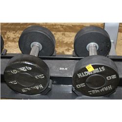 LOT OF 2 HAMMER STRENGTH 20LB DUMBELLS