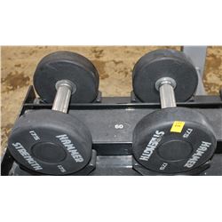 LOT OF 2 HAMMER STRENGTH 17.5LB DUMBELLS