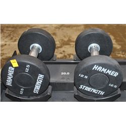 LOT OF 2 HAMMER STRENGTH 12.5LB DUMBELLS
