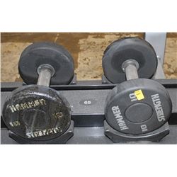 LOT OF 2 HAMMER STRENGTH 10LB DUMBELLS