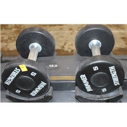 LOT OF 2 HAMMER STRENGTH 5LB DUMBELLS
