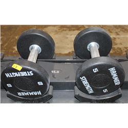 LOT OF 2 HAMMER STRENGTH 5LB DUMBELLS