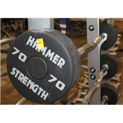HAMMER STRENGTH 70LB CURL BAR, WEIGHTS NOT