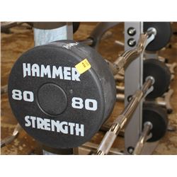 HAMMER STRENGTH 80LB CURL BAR, WEIGHTS NOT
