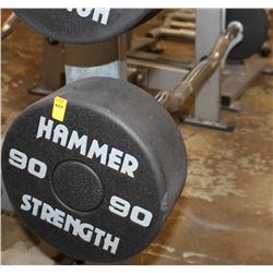 HAMMER STRENGTH 90LB CURL BAR, WEIGHTS NOT