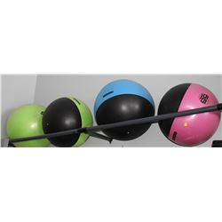 LOT OF 4 EXERCISE BALLS - ASSORTED SIZES