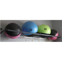 LOT OF 4 EXERCISE BALLS - ASSORTED SIZES