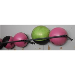 LOT OF 4 EXERCISE BALLS - ASSORTED SIZES