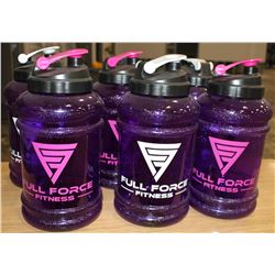 LOT OF 6 FULL FORCE FITNESS 2.2LITRE WATER JUGS