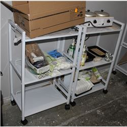LOT OF 2 ROLLING CARTS WITH WAXING SUPPLIES
