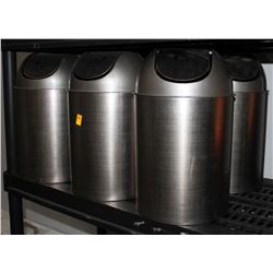 LOT OF 6 SMALL REVOLVING TOP GARBAGE CANS