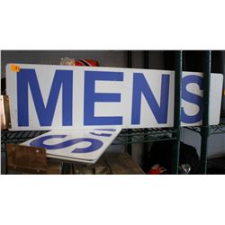 LOT OF 4 WALL MOUNTABLE WASHROOMS SIGNS, 2 MENS &