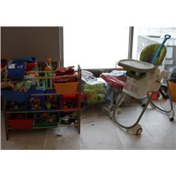 LARGE KIDS TOY LOT: INCLUDES SHELF ORGANIZER, BAGS