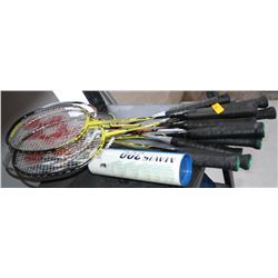 LOT OF 12 BADMINTON RAQUETS WITH SLEEVE OF