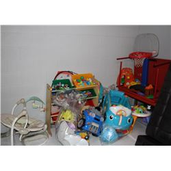 LARGE LOT OF CHILDRENS TOYS, TABLES & MORE