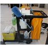 Image 1 : JANITORIAL CART WITH VARIOUS SUPPLIES AND TOOLS