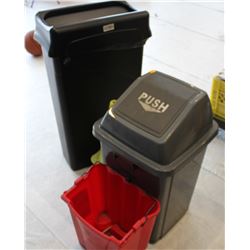 LOT OF WASTE BINS AND SMALL CONES