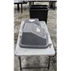Image 1 : PAIR OF GARBAGE CANS WITH FOLDING RESIN TABLE