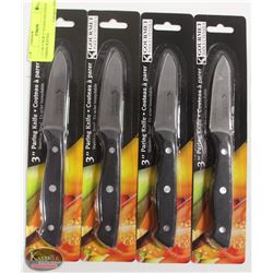 LOT OF 4 NEW 3" STAINLESS STEEL PARING KNIVES