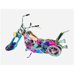 E.M. Zax- Hand Painted metal sculpture   Harley Davidson 