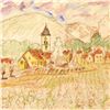 Image 2 : Wayne Ensrud "Chambolle-Musigny, Burgundy" Mixed Media Original Artwork; Hand Signed; COA
