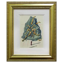 Salvador Dali- Original Color Woodcut on B.F.K. Rives Paper "Inferno 19"