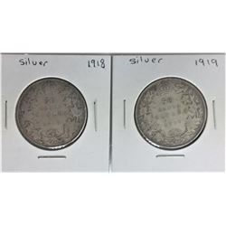 1918 and 1919 Canadian 50 Cent Piece - Silver