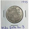 Image 1 : 1943 50 Cent Wide Date,  Far 3 , Silver